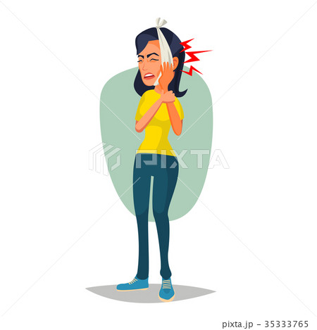 Woman With Toothache Vector. Sad Unhappy Girl Woman With Toothache Vector. Sad Unhappy Girl 35333765