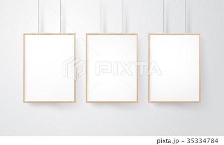 Blank wood frames group on the wall vector mockup Blank wood frames group on the wall vector mockup 35334784
