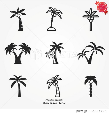 palm tree icon set 35334792