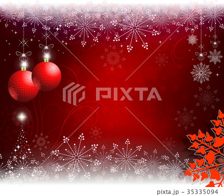 red, beige christmas background with red balls and red, beige christmas background with red balls and 35335094