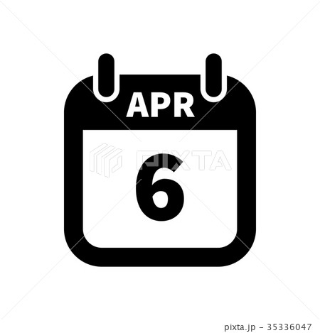 Simple black calendar icon with 6 april date 35336047