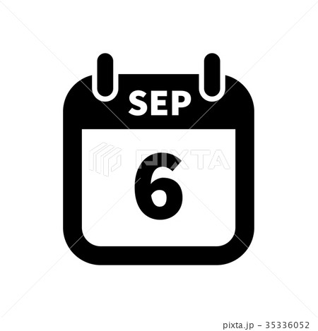 Simple black calendar icon with 6 september date Simple black calendar icon with 6 september date 35336052