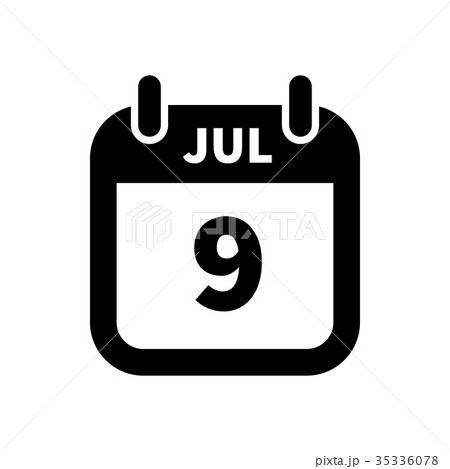 Simple black calendar icon with 9 july date Simple black calendar icon with 9 july date 35336078