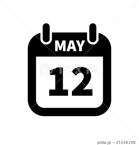 Simple black calendar icon with 12 may date 35336108