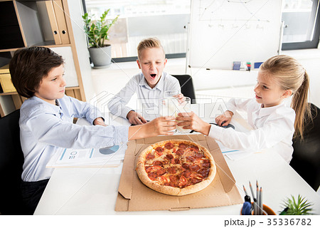 Cheerful smart children are resting together 35336782