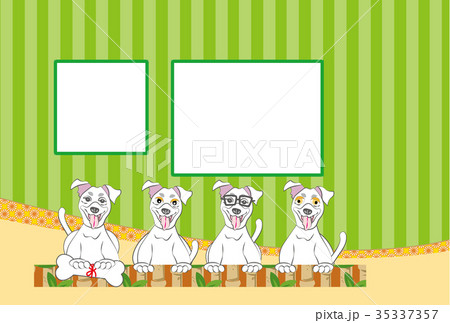 ポップなメガネの犬のイラスト写真フレーム 年賀状テンプレート戌年のイラスト素材