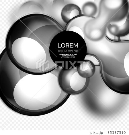 Glass bubbles on grey, modern techno liquid design 35337510