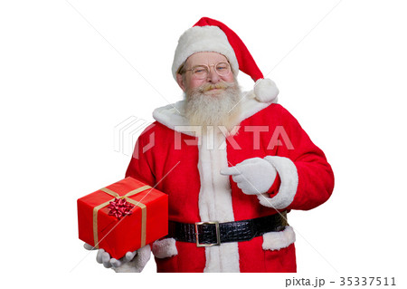 Portrait of Santa Claus with present. 35337511