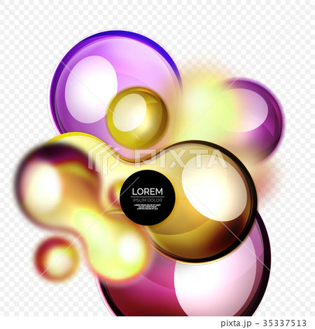 Glass bubbles on grey, modern techno liquid design 35337513