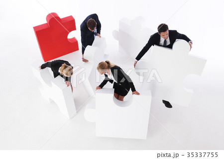 Business team and big puzzle 35337755