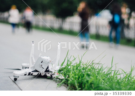 Crashed drone on the ground 35339330