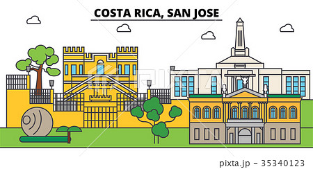 Costa Rica, San Jose outline city skyline, linear Costa Rica, San Jose outline city skyline, linear 35340123