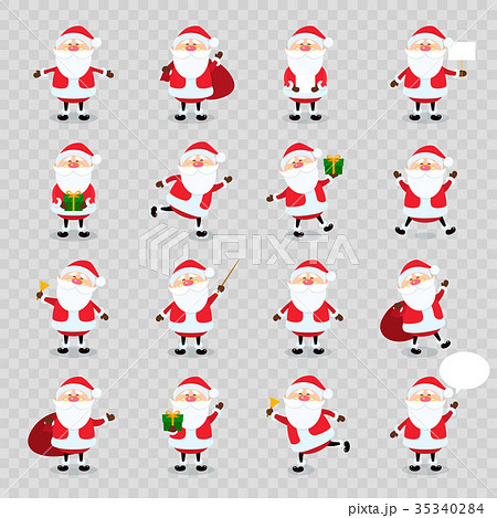 Cute vector Santa Claus icon set in flat style Cute vector Santa Claus icon set in flat style 35340284