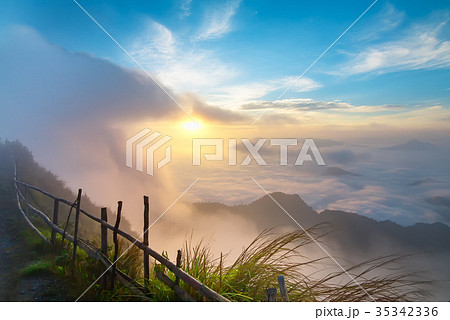 The Mist in the morning from viewpoint in Thailand 35342336