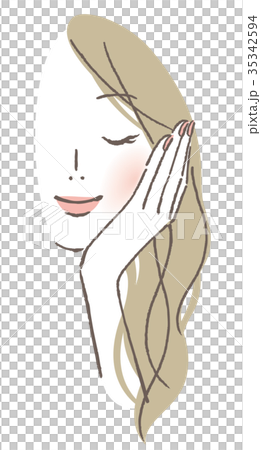 目を閉じる女性 35342594