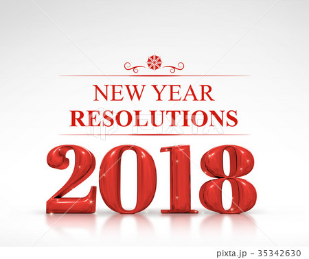 Red color 2018 new year resolutions  on white 35342630