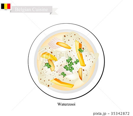 Waterzooi or Belgian Creamy Soup with Chicken 35342872