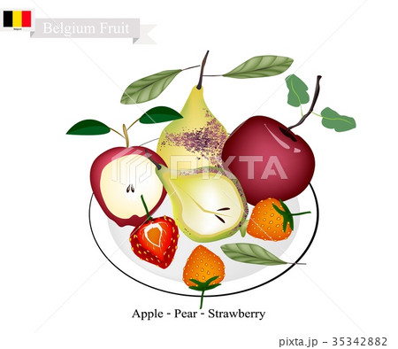 Strawberry, Pear and Apple, Fruits of Belgium 35342882