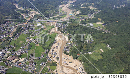 空撮 2017年8月29日撮影 九州北部豪雨後の朝倉市・筑後川空撮 2017年8月29日撮影 九州北 35343036