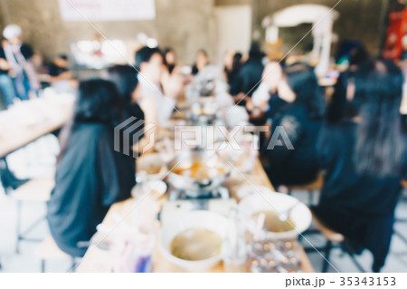 Vintage blurred bokeh of restaurant with people 35343153