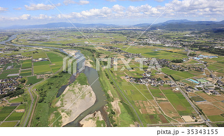 空撮 2017年9月2日撮影 九州北部豪雨後の朝倉市・筑後川 空撮 2017年9月2日撮影 九州北部豪雨後の朝倉市・筑後川 35343155