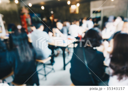 Blurred background of restaurant with customer Blurred background of restaurant with customer 35343157
