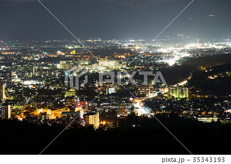 盛岡市 夜景 岩手県 の写真素材