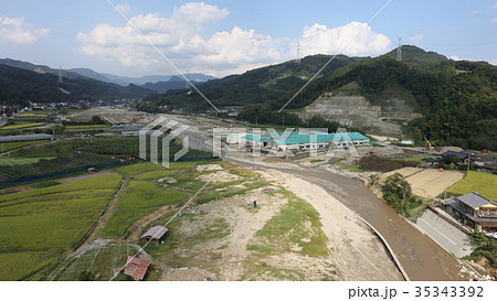 空撮 2017年9月25日撮影 九州北部豪雨後の朝倉市・赤谷川・松末 35343392