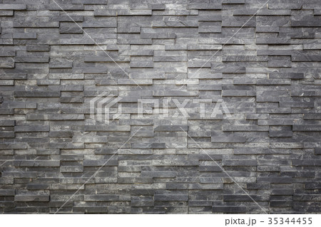 Black slate wall texture and background. Interior or exterior decoration 35344455
