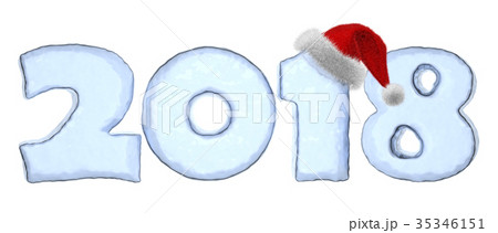 2018 year icy text with red hat 2018 year icy text with red hat 35346151