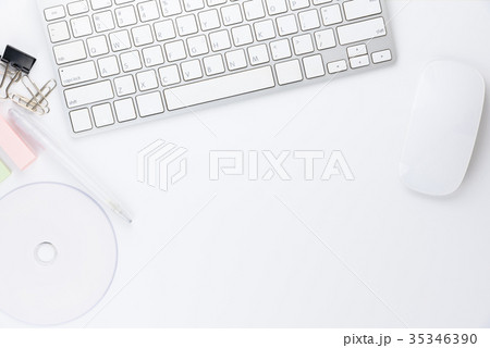 Office desk table with keyboard computer 35346390