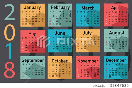 Calendar for 2018 vector illustration Calendar for 2018 vector illustration 35347689
