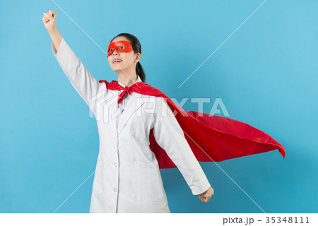 female clinic doctor with superhero clothing female clinic doctor with superhero clothing 35348111