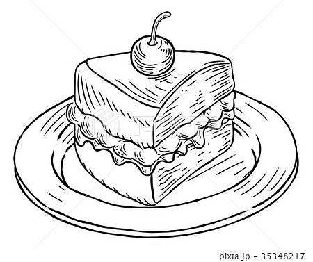 Cake Slice Vintage Retro Woodcut Style 35348217