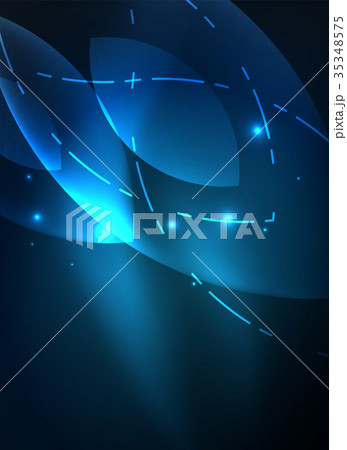 Glowing modern geometric shapes in dark space 35348575