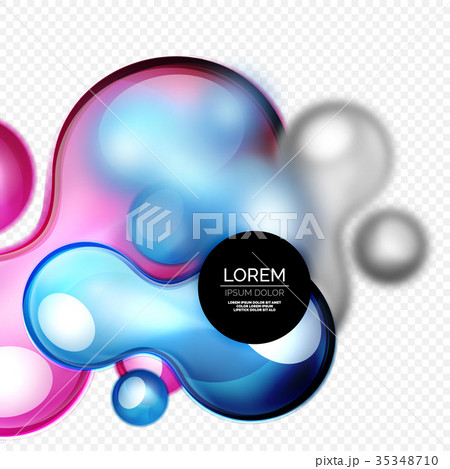 Glass bubbles on grey, modern techno liquid design 35348710