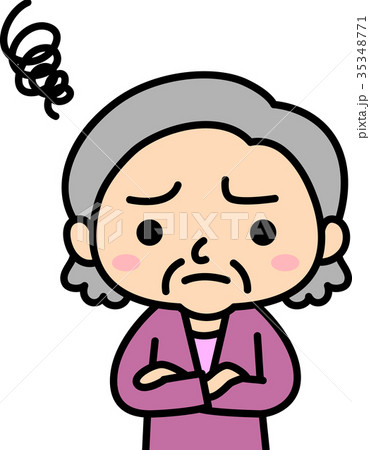 困っているおばあさんのイラスト素材
