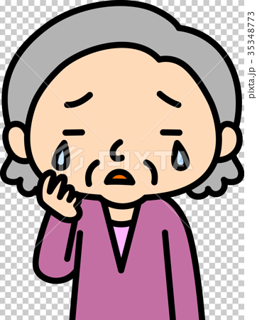 泣くおばあさんのイラスト素材