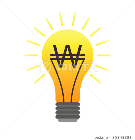 Colorful vector lightbulb with korean won currency 35348883