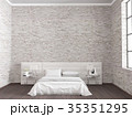 New white brick loft bedroom interior with window 35351295