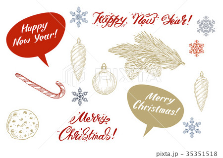 Set of colorful christmas elements , decorations Set of colorful christmas elements , decorations 35351518