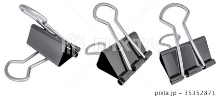 Set of black metallic paper clips 35352871