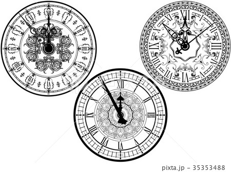 Clock Faces with Ornamental Decoration 35353488
