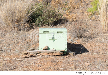 Beehive with bees in Greece Beehive with bees in Greece 35354169