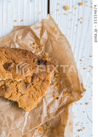 Oatmeal cookie on paper 35354674