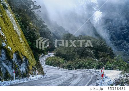 Frozen road on the Haast Pass 35358481