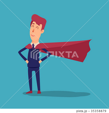 Cartoon successful businesman superhero in suit 35358879
