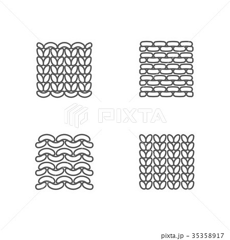 Samples of knitting icon set. Face and the wrong 35358917