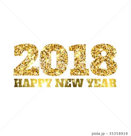 Happy new 2018 year. Gold glitter particles and 35358919
