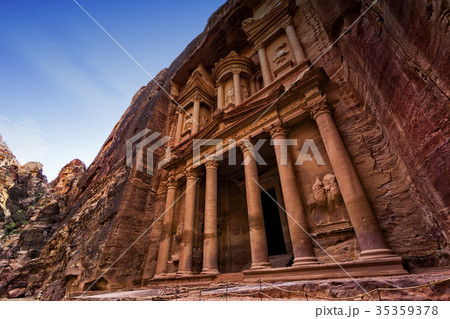 Ancient abandoned rock city of Petra in Jordan tou 35359378